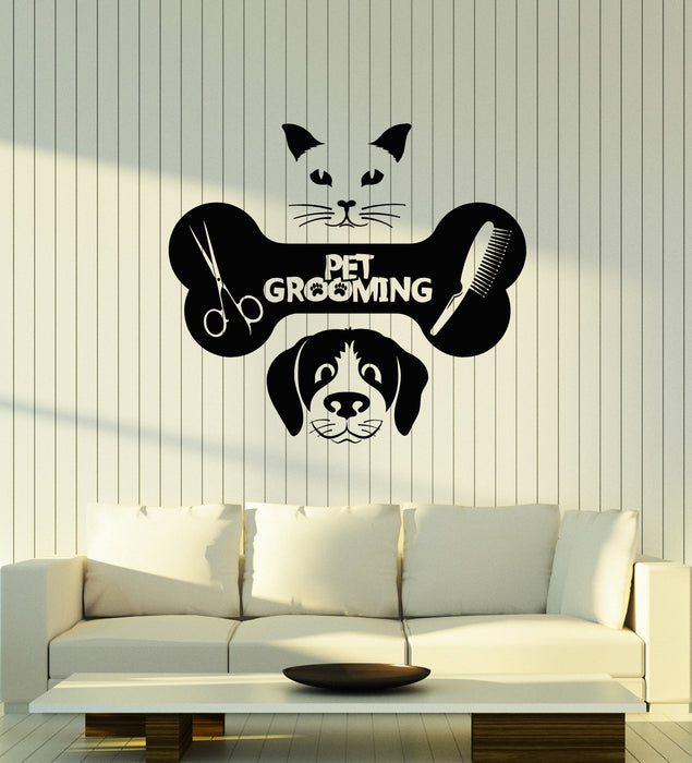 Vinyl Wall Decal Pet Grooming Pet House Animal Dog Cat Bone Stickers Mural (g4233)