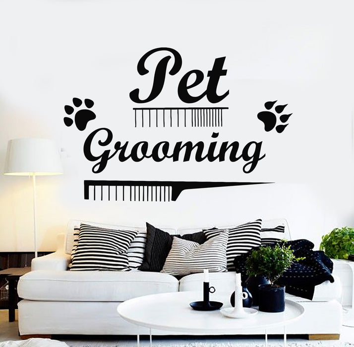 Vinyl Wall Decal Pet Grooming Salon For Home Animals Paw Prints Stickers Mural (g5162)