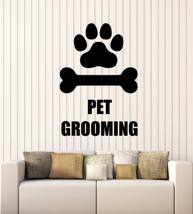 Vinyl Wall Decal Pet Grooming Bone Paw Print House Animals Stickers Mural (g6335)