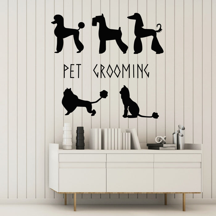 Pet Grooming Vinyl Wall Decal Dogs Cats Beauty Salon Stickers Mural (k059)