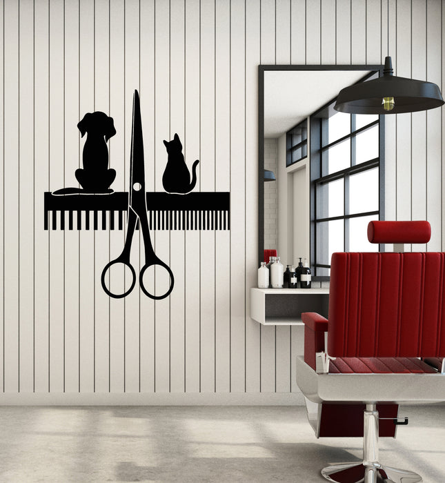 Vinyl Wall Decal Pet Grooming Dog Animals Scissors Styling Salon Stickers Mural (g4458)
