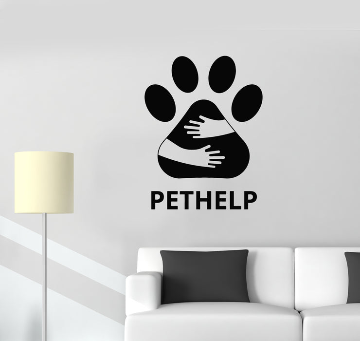 Vinyl Wall Decal Pet Help House Animals Care Paw Prints Stickers Mural (g4555)