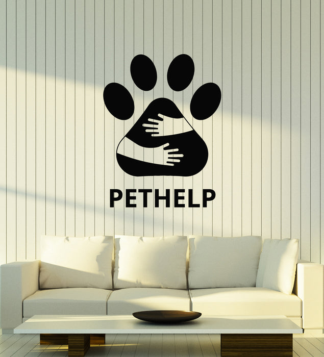 Vinyl Wall Decal Pet Help House Animals Care Paw Prints Stickers Mural (g4555)
