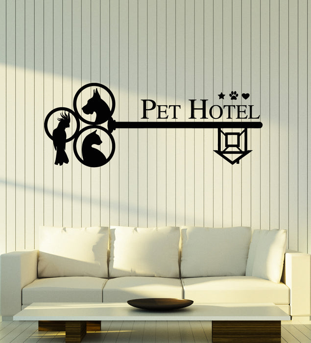 Vinyl Wall Decal Pet Hotel Key Home Animals House Dog Cat Stickers Mural (g7151)