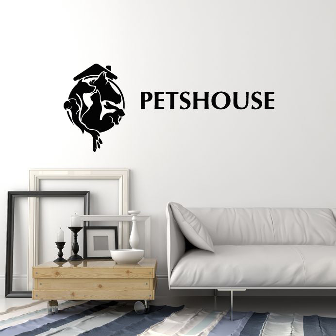 Vinyl Wall Decal Animals Pethouse Dog Cat Horse Farm Nursery Decor Stickers Mural (g4842)