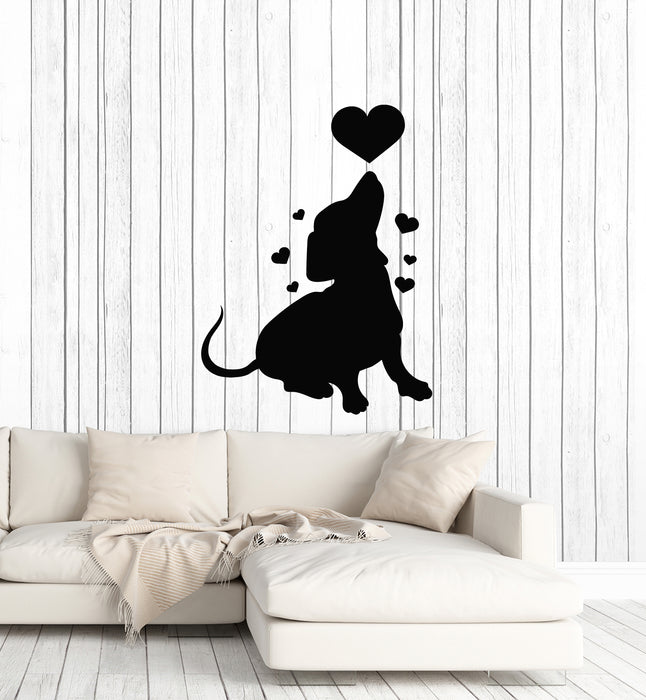 Vinyl Wall Decal Puppy Dog Pet Love Hearts Pet Shop Animal Stickers Mural (g3980)