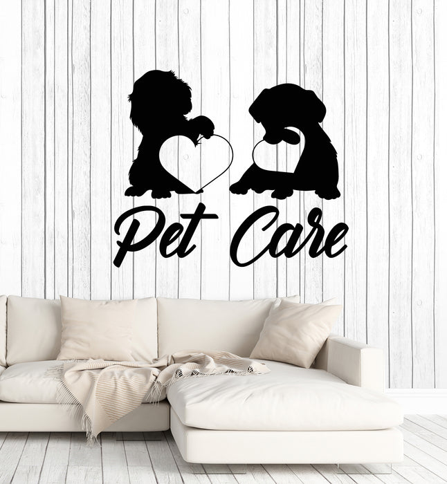 Vinyl Wall Decal Cute Couple Puppy Love Pets Care Nursery Stickers Mural (g3984)
