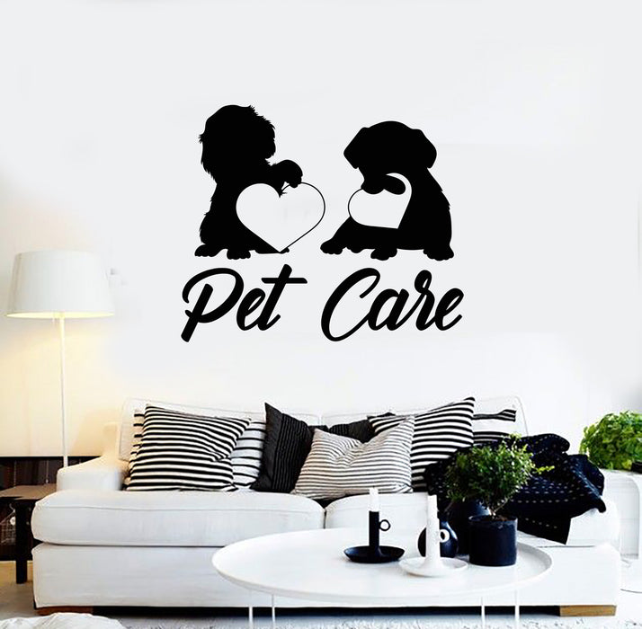 Vinyl Wall Decal Cute Couple Puppy Love Pets Care Nursery Stickers Mural (g3984)