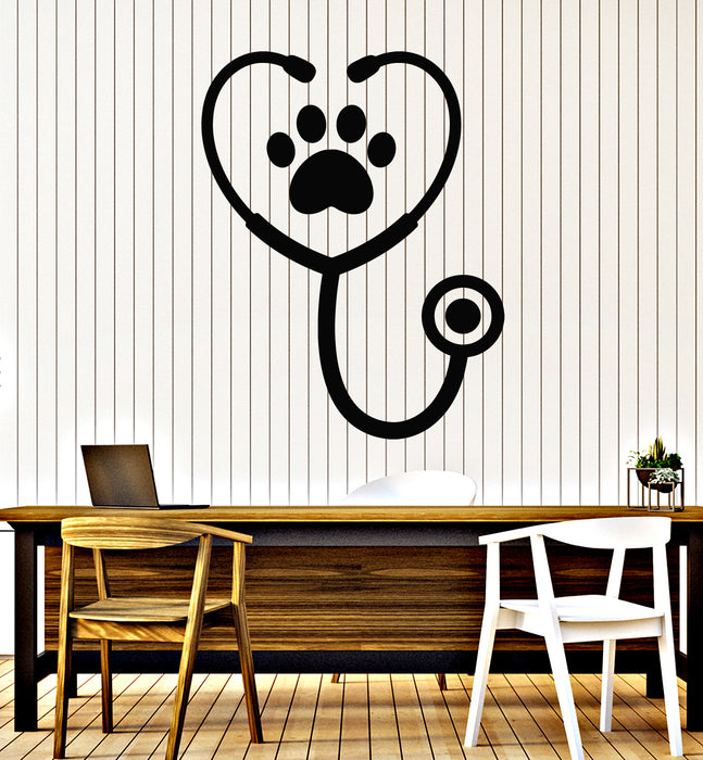 Vinyl Wall Decal Phonendoscope Animals Pet Veterinary Health Care Stickers Mural (g7313)