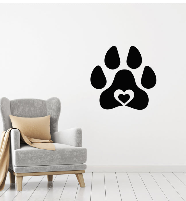 Vinyl Wall Decal Pets Shop Paw Print Veterinary Grooming Animals Heart Stickers Mural (g1843)