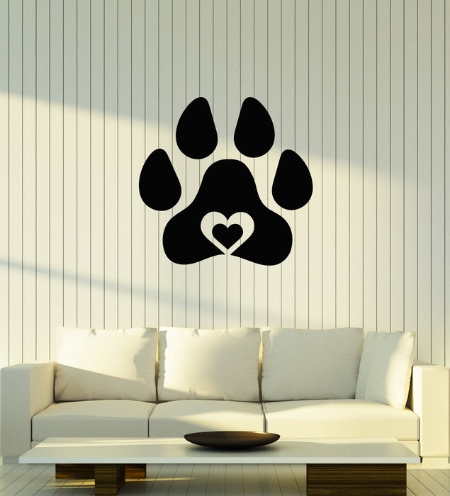 Vinyl Wall Decal Pets Shop Paw Print Veterinary Grooming Animals Heart Stickers Mural (g1843)
