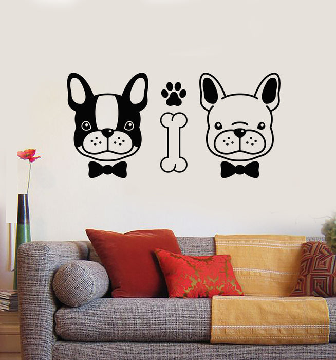 Vinyl Wall Decal Couple Dogs Cute Pets Animals Grooming Nursery Stickers Mural (g1325)