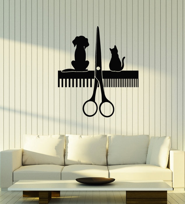 Vinyl Wall Decal Cat And Dog For Pet Grooming Stickers Mural (g1524)