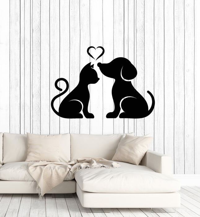 Vinyl Wall Decal Love Animals Pets House Dog Cat Veterinary Nursery Decor Stickers Mural (g1601)