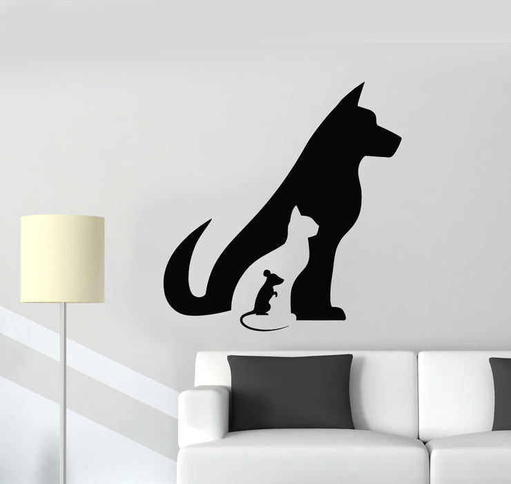 Vinyl Wall Decal Pets Dog Cat Mouse Animals Veterinary Grooming Stickers Mural (g468)