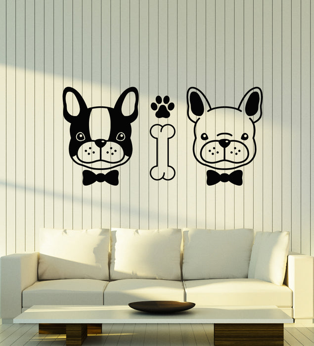 Vinyl Wall Decal Couple Dogs Cute Pets Animals Grooming Nursery Stickers Mural (g1325)