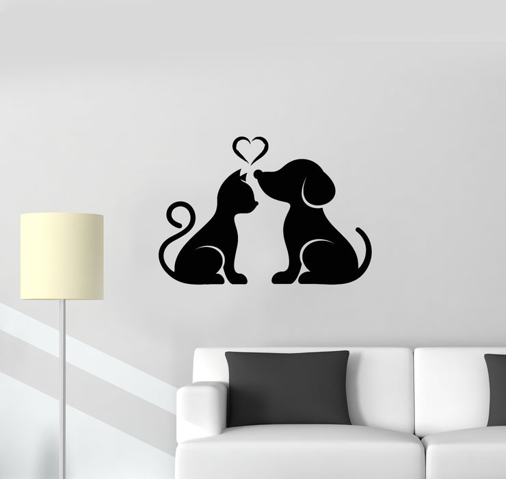 Vinyl Wall Decal Love Animals Pets House Dog Cat Veterinary Nursery Decor Stickers Mural (g1601)