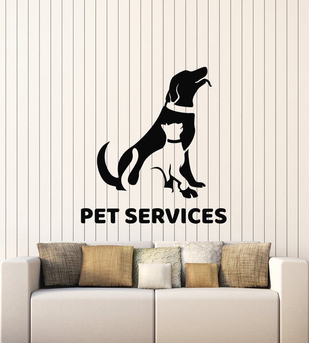 Vinyl Wall Decal Pets Grooming Services Cute Dog And Cat Stickers Mural (g4813)