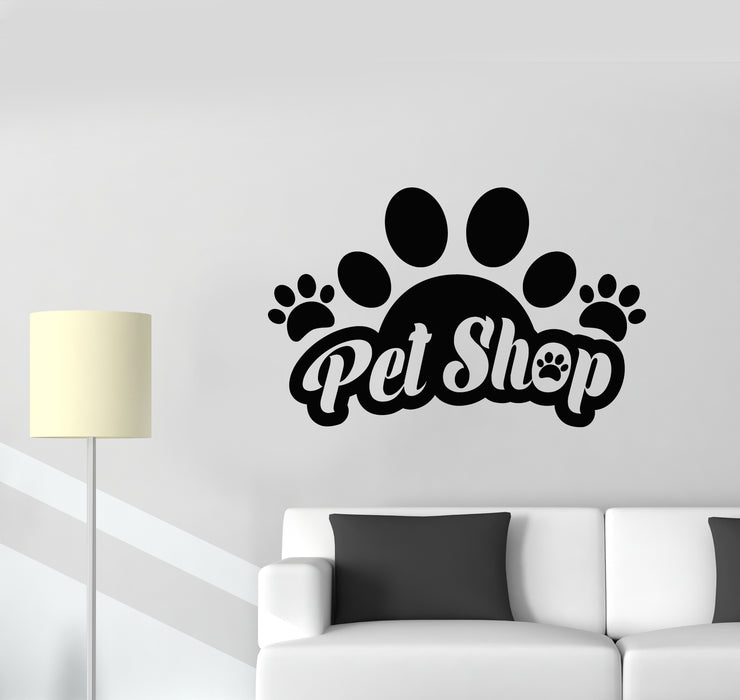 Vinyl Wall Decal Lettering Pet Shop Paw Print Home Animals Stickers Mural (g4621)