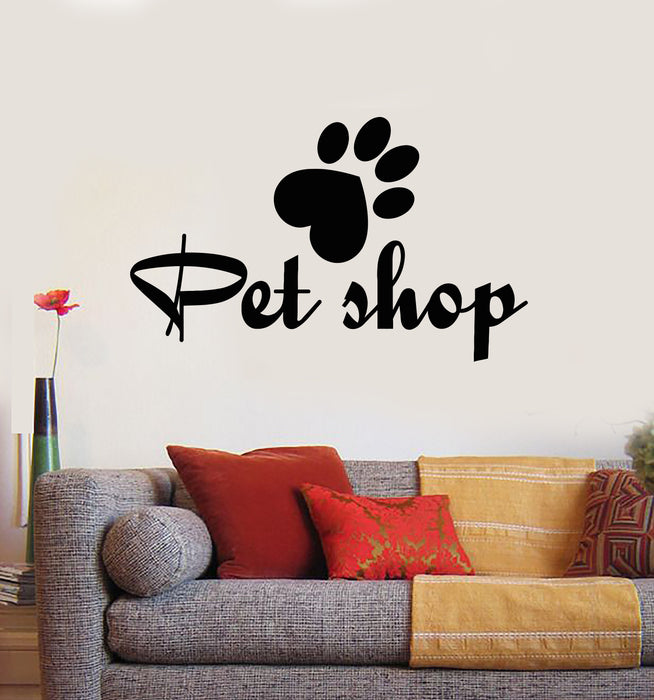 Vinyl Wall Decal Pet Shop Nursery Decor House Animals Paw Heart Stickers Mural (g5800)