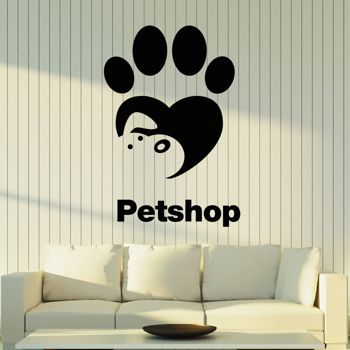 Vinyl Wall Decal Pet Shop Love Cute Animals Paw Print Decor Stickers Mural (g8346)