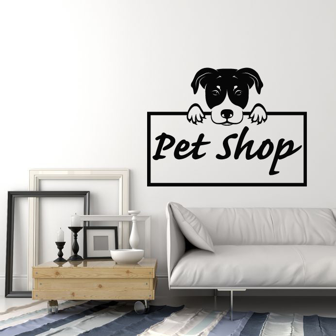 Vinyl Wall Decal Pet Shop Friendship Dog Head House Animal Stickers Mural (g3354)