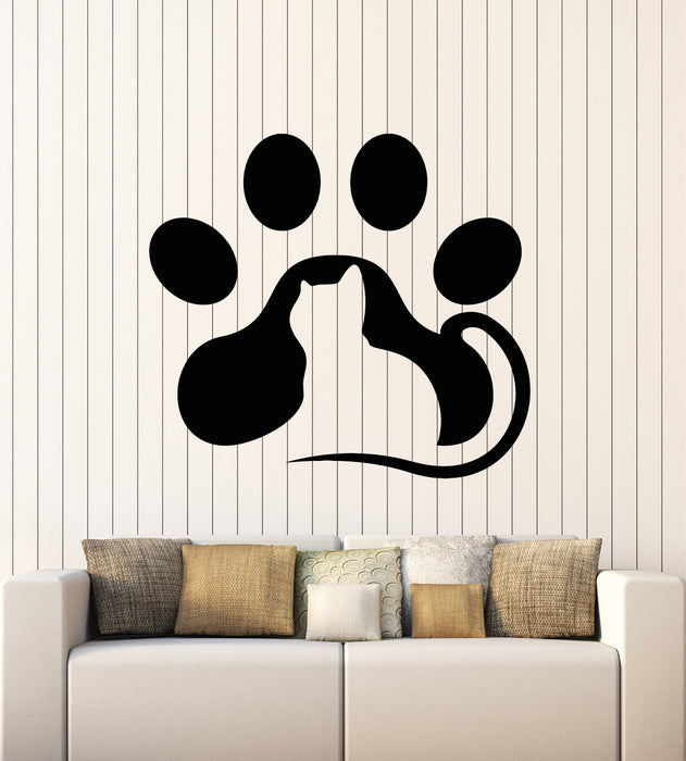 Vinyl Wall Decal Pet Shop Paw Print Cat Silhouette Home Animals Stickers Mural (g5137)
