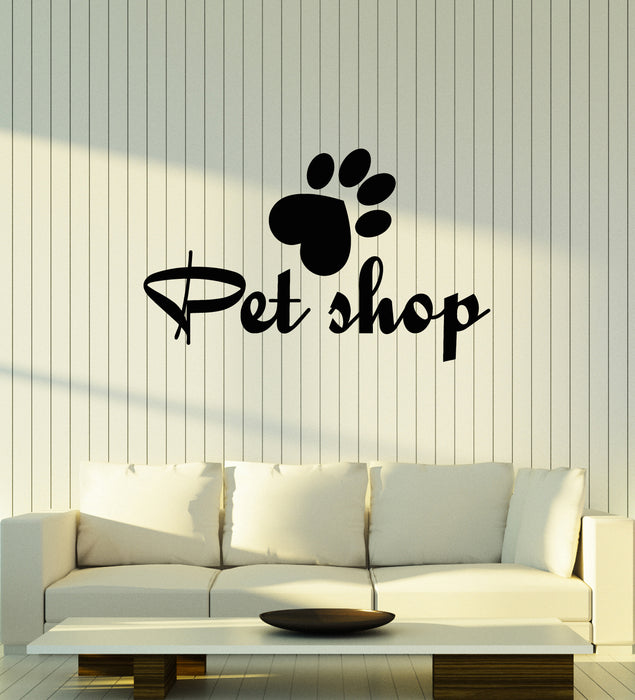 Vinyl Wall Decal Pet Shop Nursery Decor House Animals Paw Heart Stickers Mural (g5800)