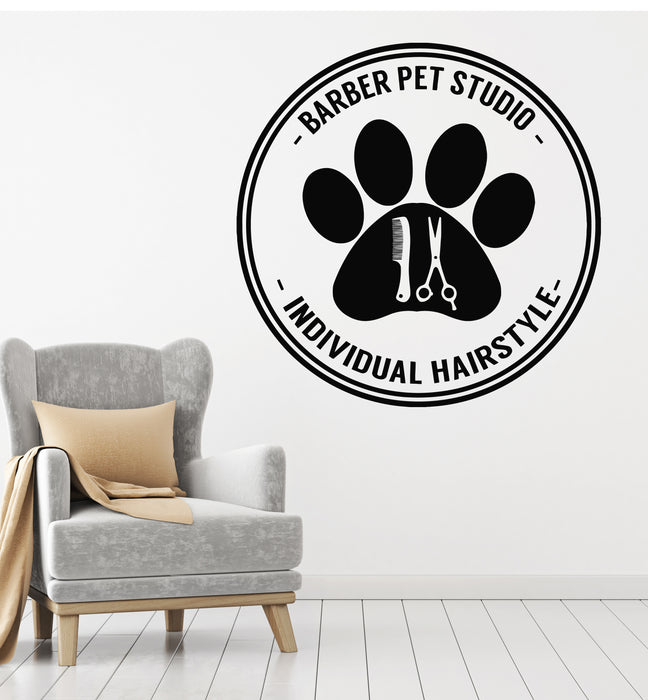 Vinyl Wall Decal Barber Pet Studio Individual Hairstyle Home Animals Stickers Mural (g6324)