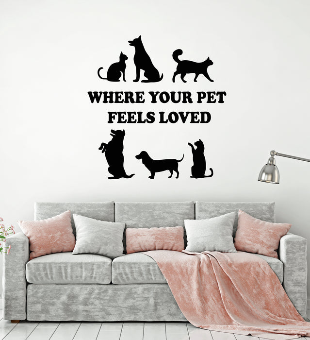 Vinyl Wall Decal Cute Pets Friendship Love Animals Phrase Stickers Mural (g3808)