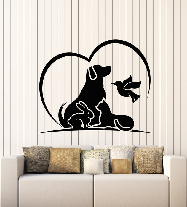 Vinyl Wall Decal Pets Love Care Nursery Dog Cat Veterinary Clinic Stickers Mural (g7330)