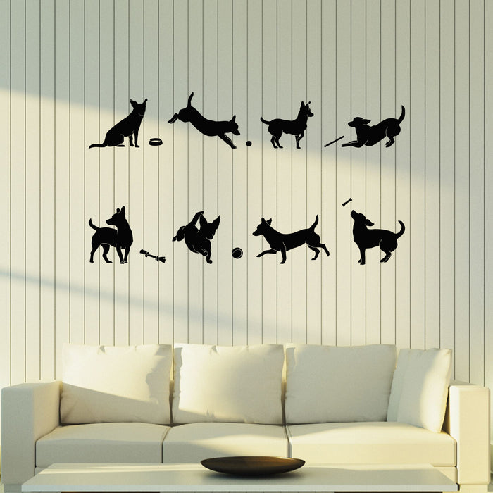 Vinyl Wall Decal Cute Dogs Pets Shop Interior Homa Animals Decor Stickers Mural (g8415)