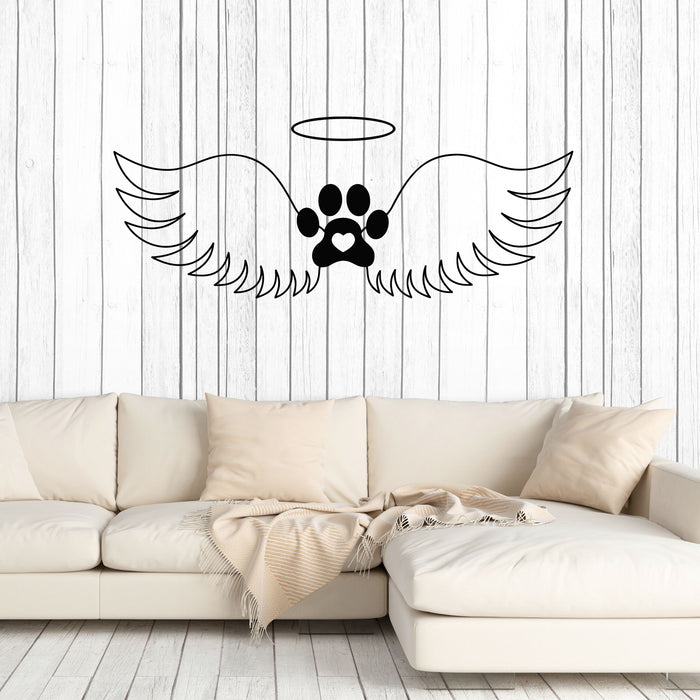 Vinyl Wall Decal Pets Shop Angel Wings Paw Pets Nursery Decor Stickers Mural (g8466)