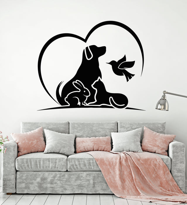 Vinyl Wall Decal Pets Love Care Nursery Dog Cat Veterinary Clinic Stickers Mural (g7330)