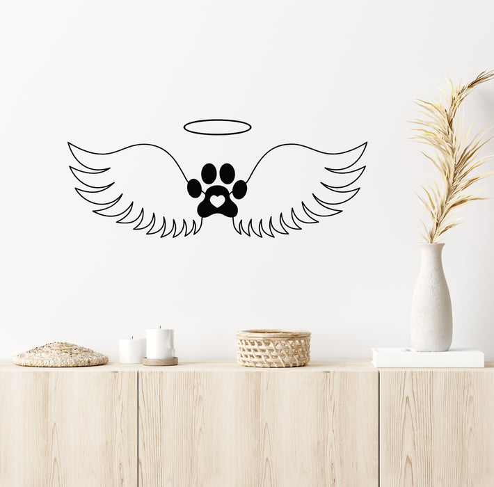 Vinyl Wall Decal Pets Shop Angel Wings Paw Pets Nursery Decor Stickers Mural (g8466)