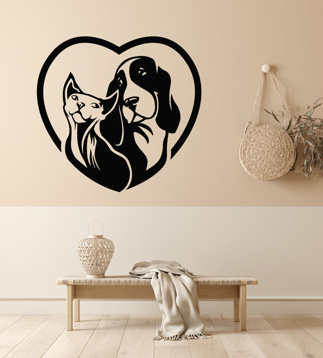 Vinyl Wall Decal Dog Cat Head Pets Shop Home Animals Love Stickers Mural (g7618)