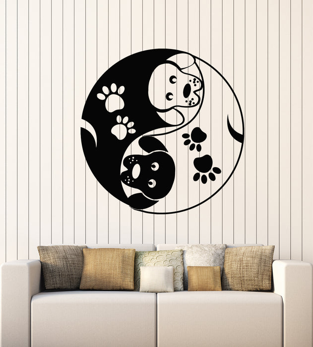 Vinyl Wall Decal Yin Yang Pet Shop Grooming Dogs Animals Paws Stickers Mural (g2854)