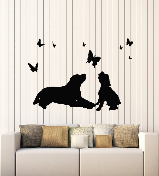 Vinyl Wall Decal House Animals Pet Care Dogs Butterflies Stickers Mural (g5580)