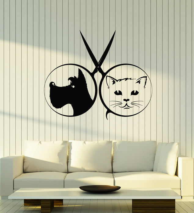 Vinyl Wall Decal Grooming Cats Dogs Scissors Symbol Home Pets Stickers Mural (g7518)