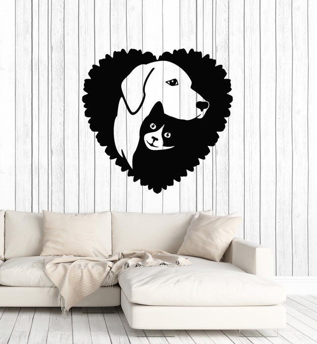 Vinyl Wall Decal Pets Live Care Veterinary Clinic Cat Dog Head  Stickers Mural (g7588)