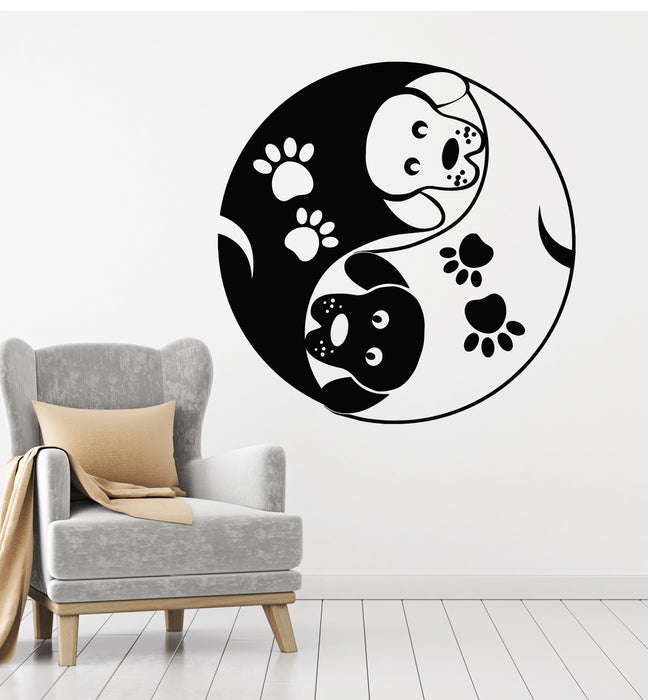 Vinyl Wall Decal Yin Yang Pet Shop Grooming Dogs Animals Paws Stickers Mural (g2854)