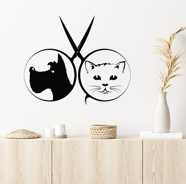 Vinyl Wall Decal Grooming Cats Dogs Scissors Symbol Home Pets Stickers Mural (g7518)