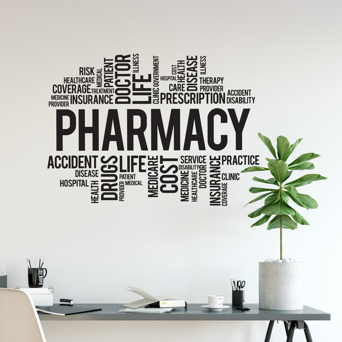 Autocollant mural en vinyle Pharmacie Medicare Santé Médecine Soins de santé Autocollants Mural (ig6458)