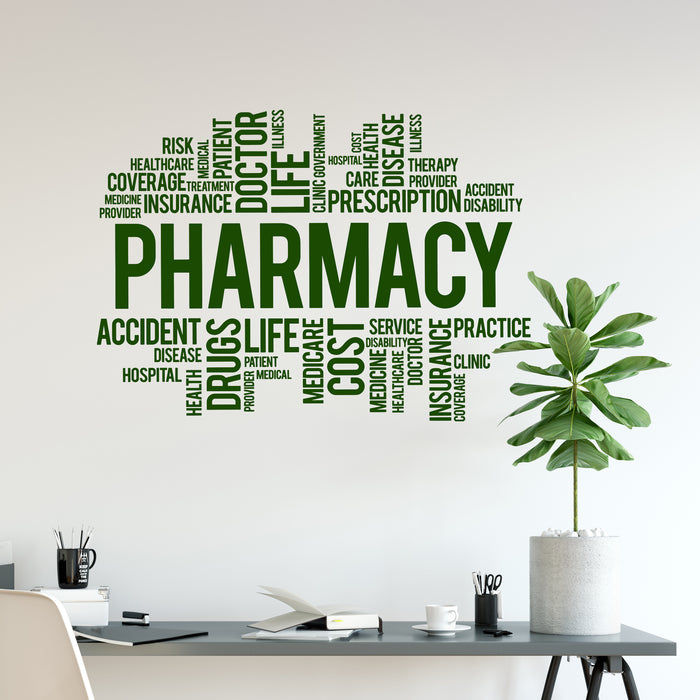 Autocollant mural en vinyle Pharmacie Medicare Santé Médecine Soins de santé Autocollants Mural (ig6458)
