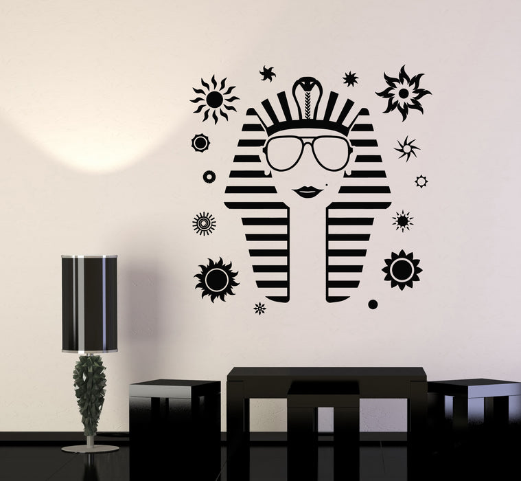 Vinyl Wall Decal Egyptian Woman Queen Head Glasses Pharaoh Snake Stickers Mural (g885)