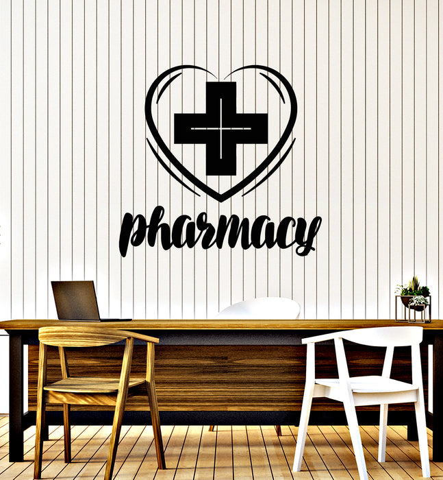 Vinyl Wall Decal Healthcare Logo Heart Pharmacy Symbol Stickers Mural (g6495)