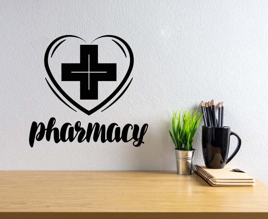 Vinyl Wall Decal Healthcare Logo Heart Pharmacy Symbol Stickers Mural (g6495)