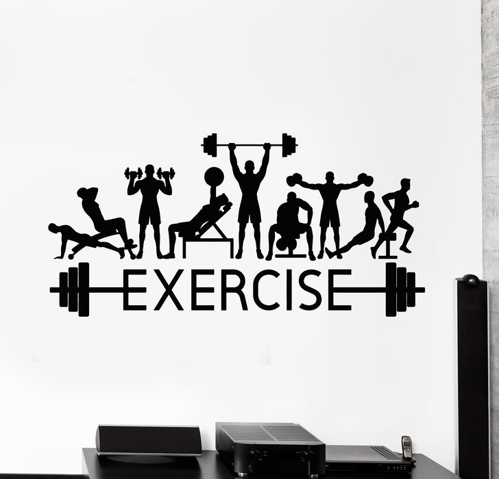 Vinyl Wall Decal Exercise Gym Iron Sport Weight Fitness Stickers Mural (g5938)