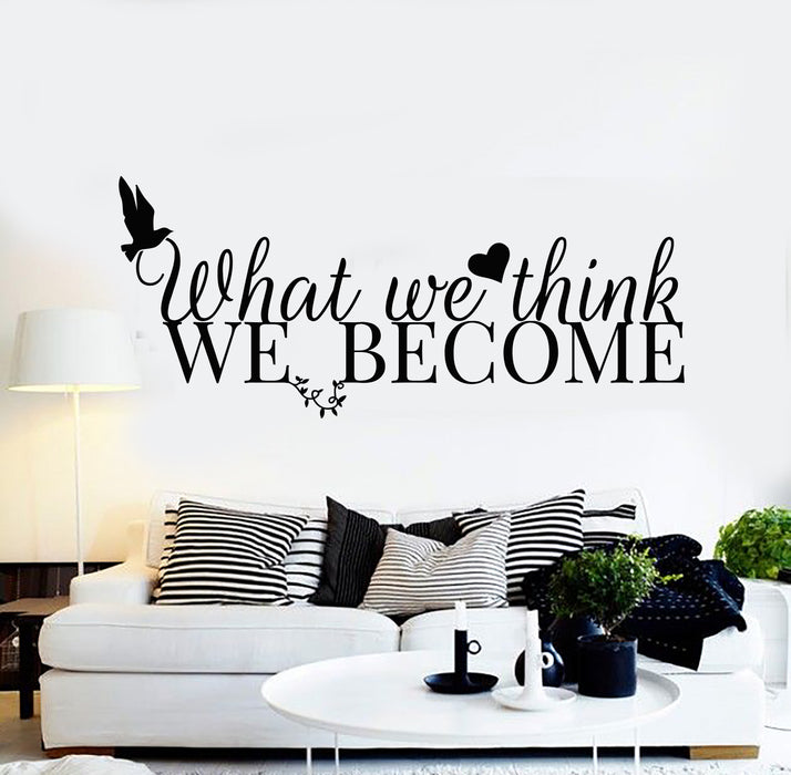 Vinyl Wall Decal Words Motivation Phrase Bird Heart Quote Stickers Mural (g1140)