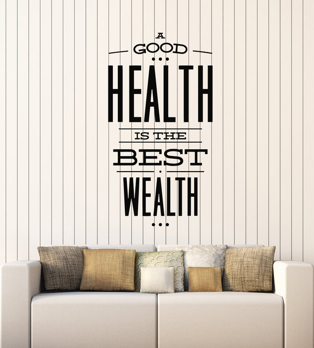 Vinyl Wall Decal Healthy Quote Words Health The Best Wealth Living Room Decor Stickers Mural (g1943)